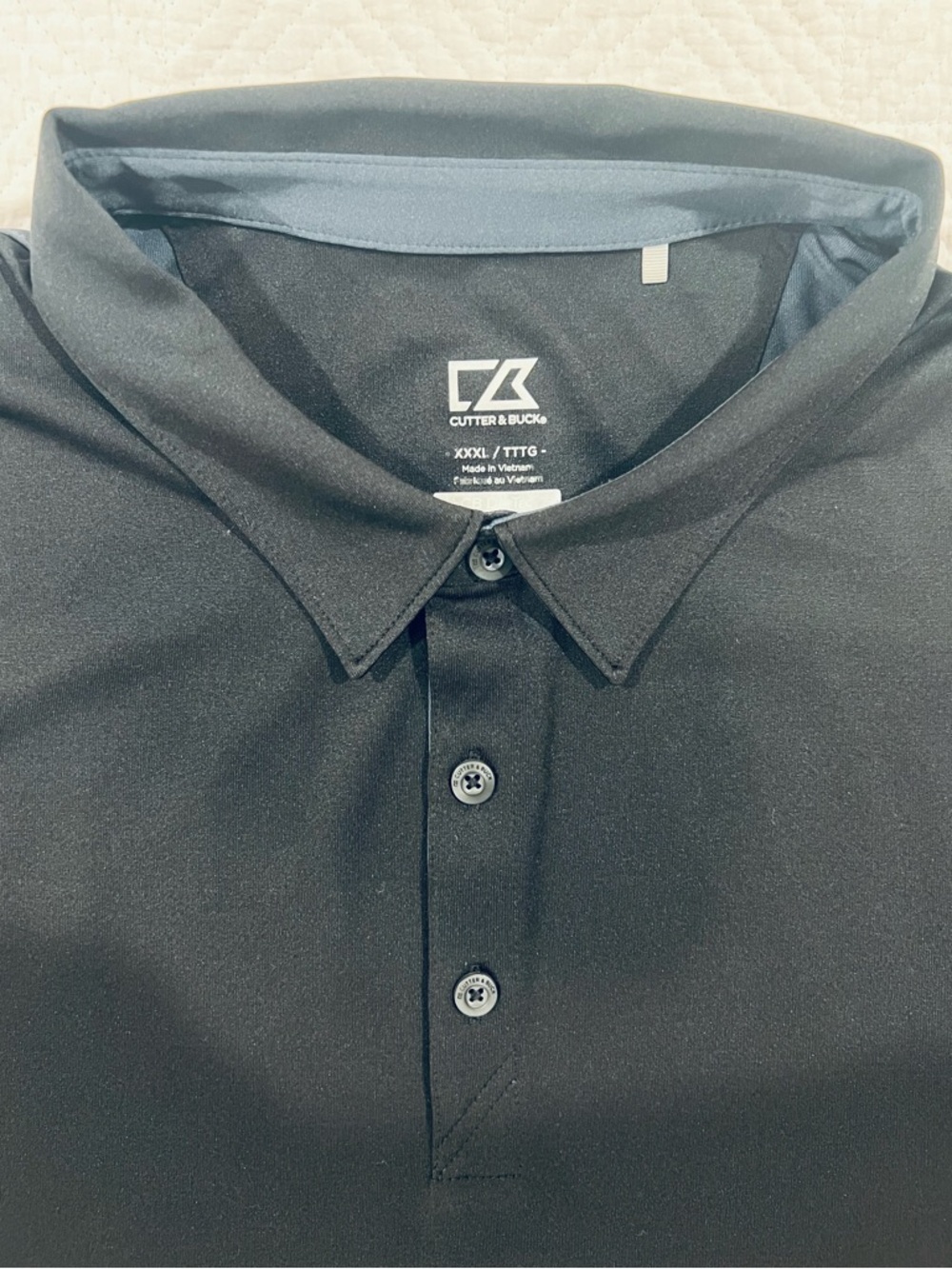Cutter & Buck Men's Black and Grey Performance Polo Shirt